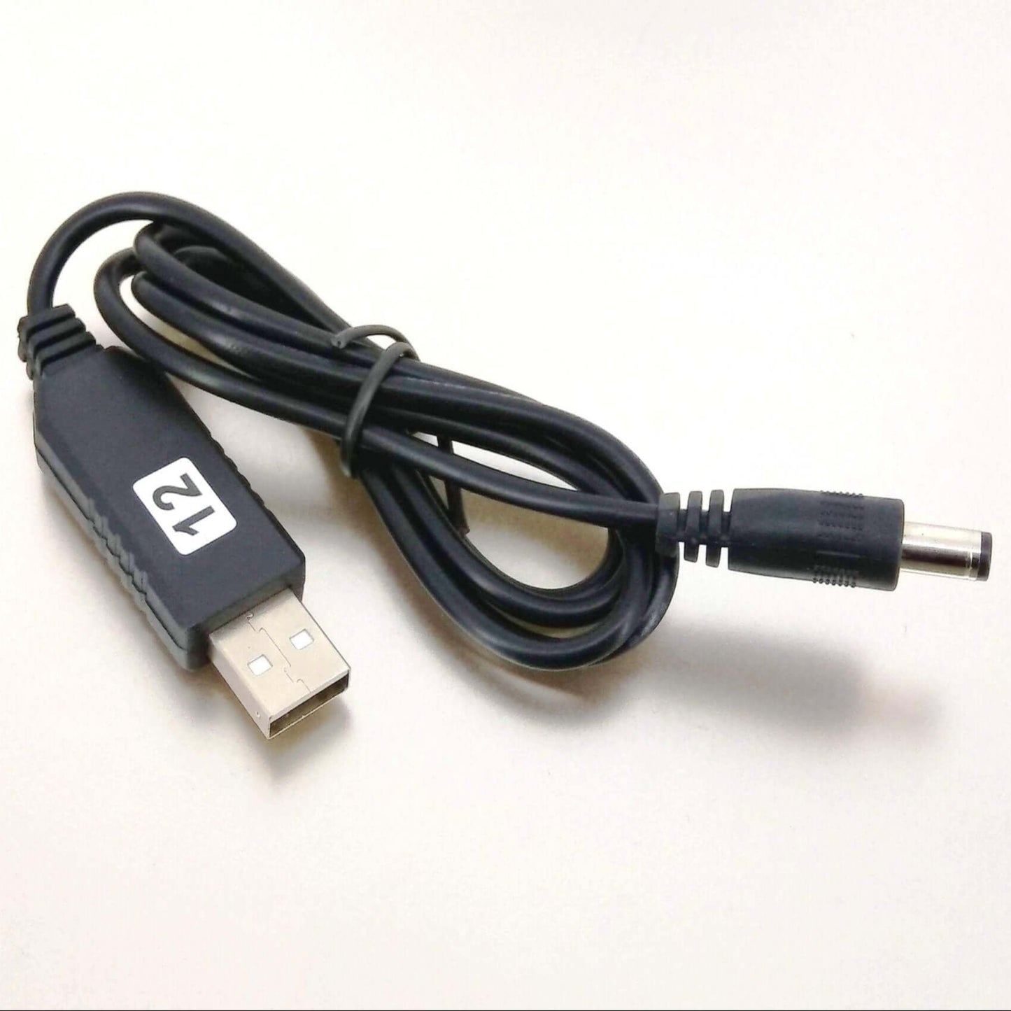 USB 5V to 12V DC Step-Up Voltage Converter Cable for powering 12V devices from USB ports.
