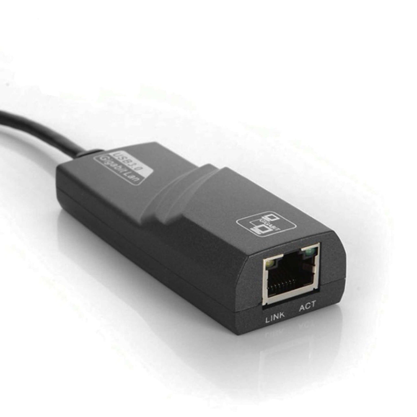 USB 3.0 to Gigabit Ethernet Adapter with RJ45 port for fast wired network connections.
