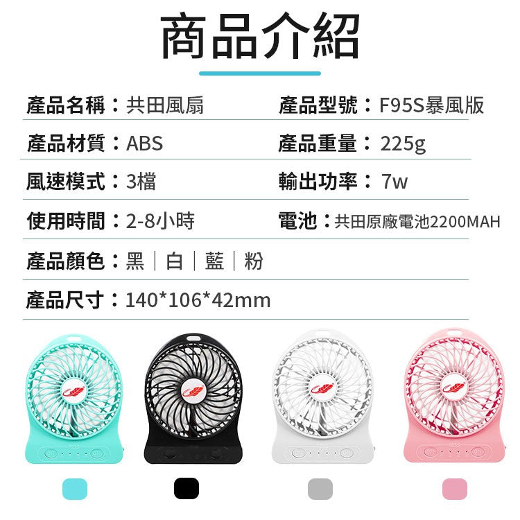 USB Charging Portable Fan F95S