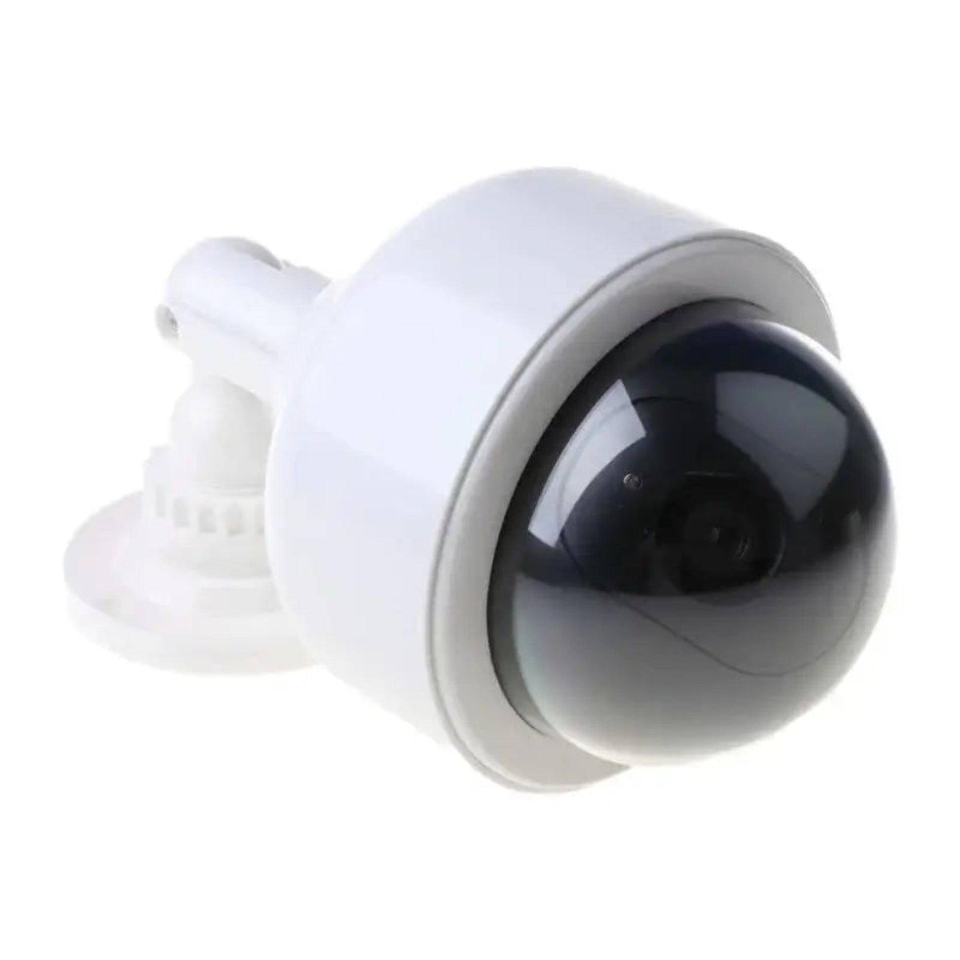 Angled view of the waterproof fake flash dome camera, perfect for outdoor use.