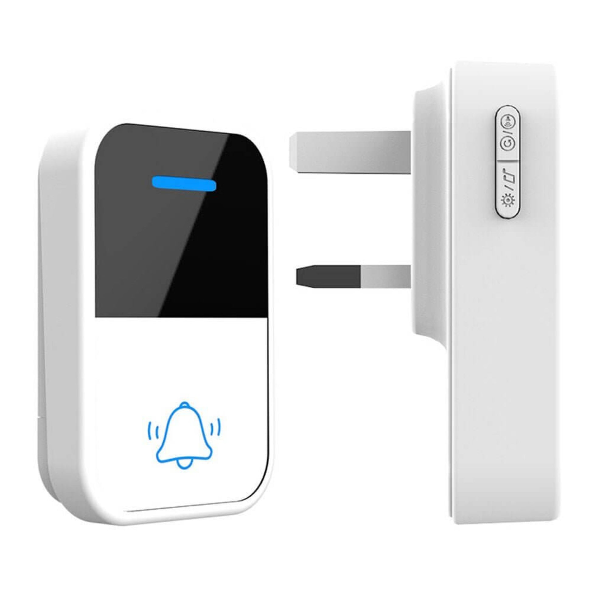 Self-Powered Wireless Doorbell - No Battery, Waterproof, 38 Ringtones with sleek design.