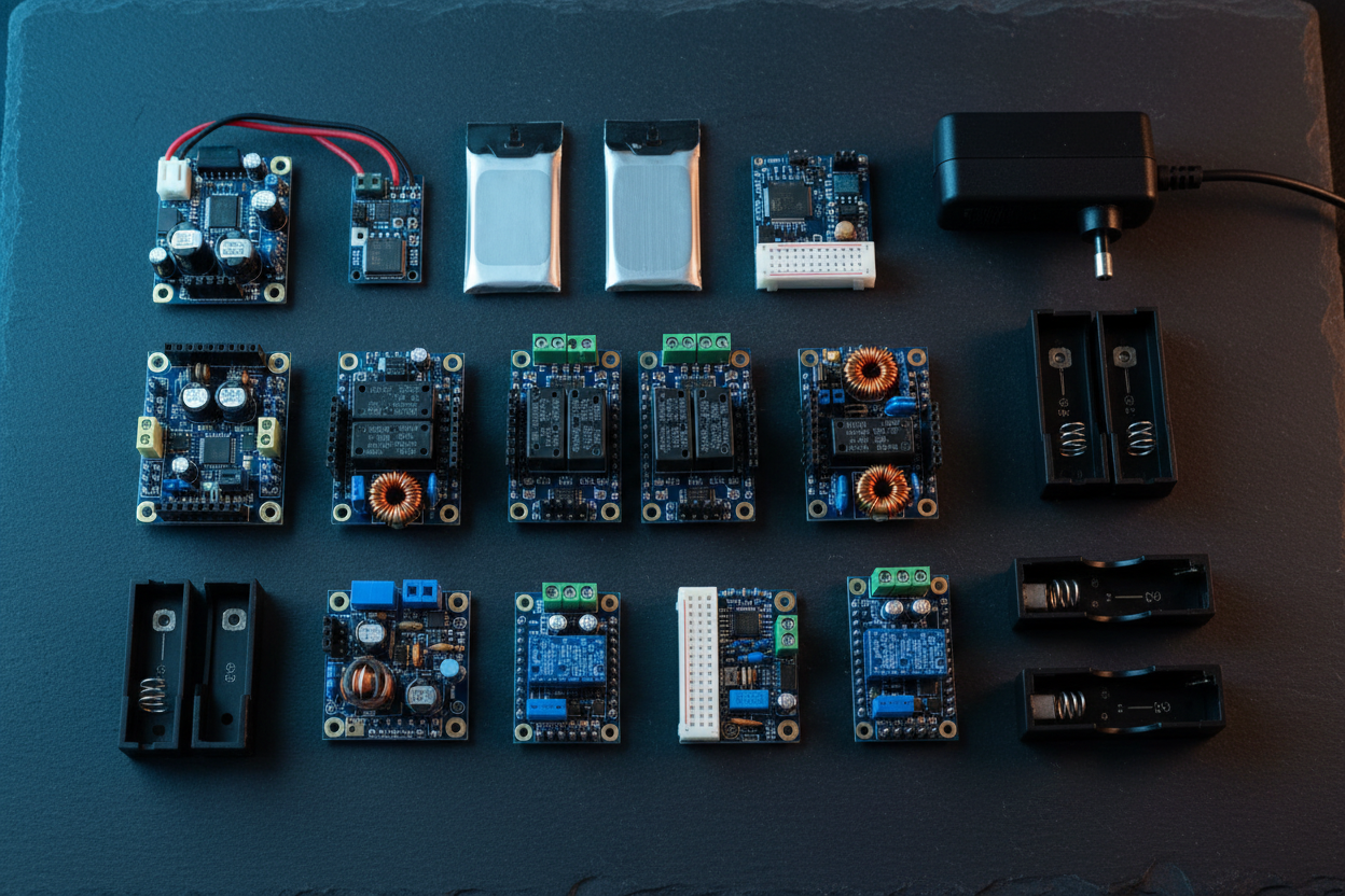 電源及繼電器模組：火牛、DC-DC轉換器、電池及Arduino配件