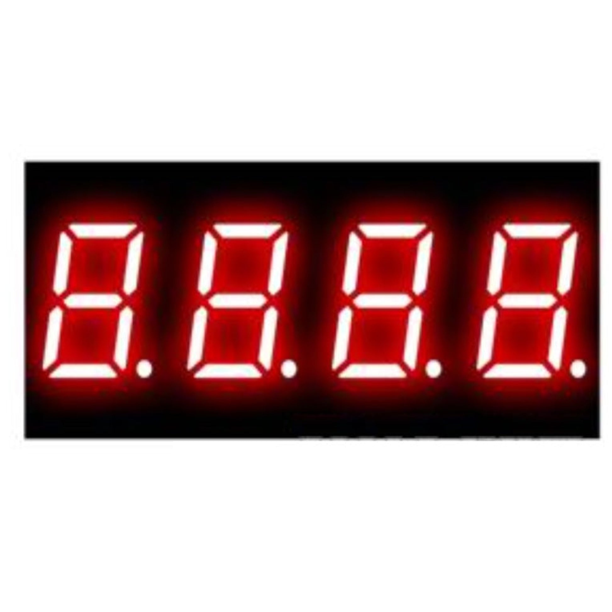 Front view of the 0.4 inch 4-digit 7-segment red LED display showing 8888