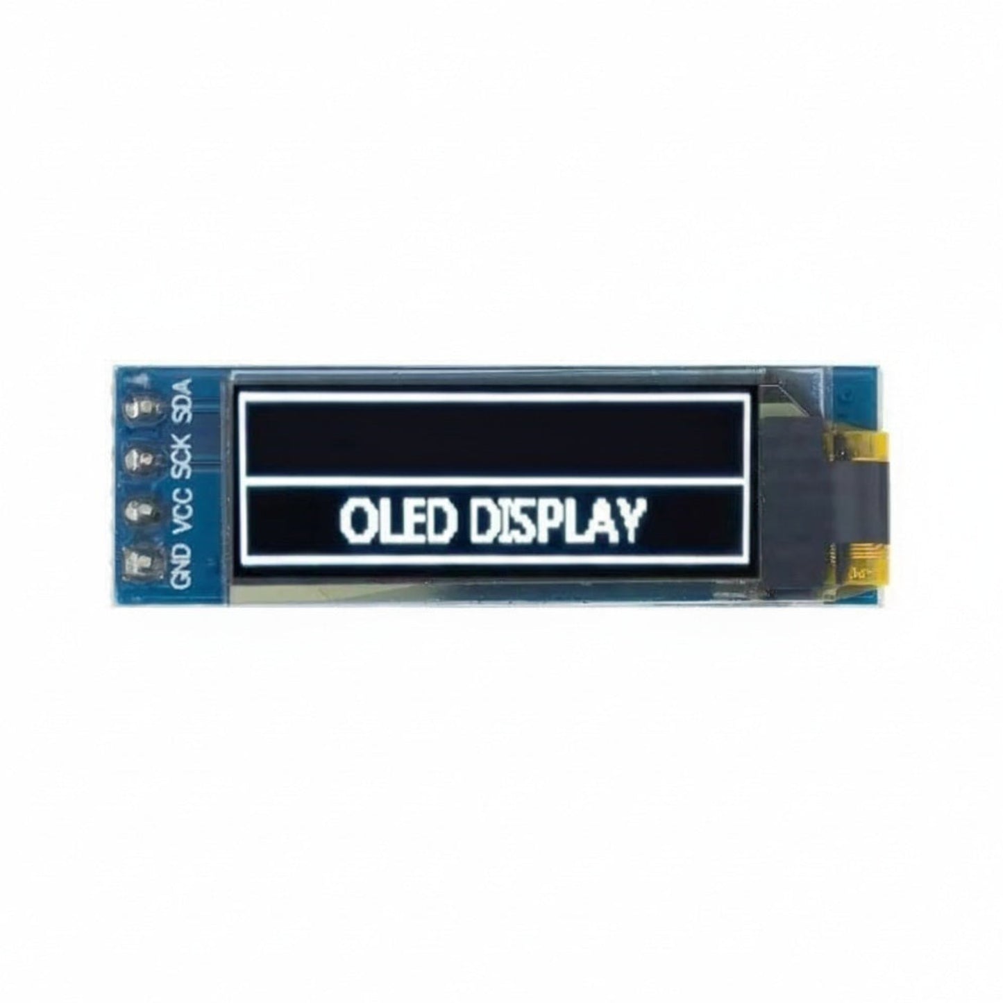 0.91 inch OLED screen displaying white text "OLED DISPLAY" on black background.