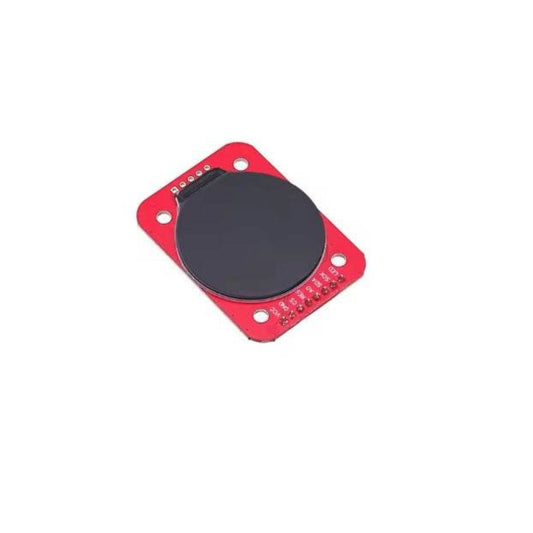 1.28 inch TFT LCD display module with round screen, red adapter board for SPI interface, high-resolution and vivid colors.