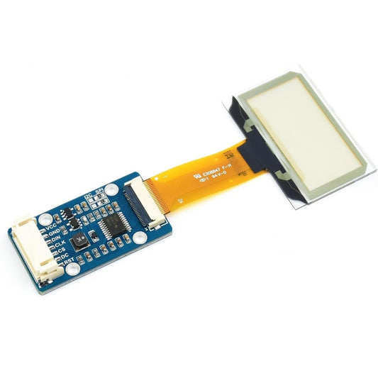 1.51-inch transparent OLED screen module with driver board, supporting SPI/I2C interfaces.