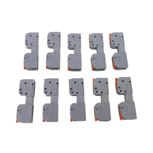 Ten universal quick wire connectors for electrical wiring, compact push-in butt conductor terminal blocks.