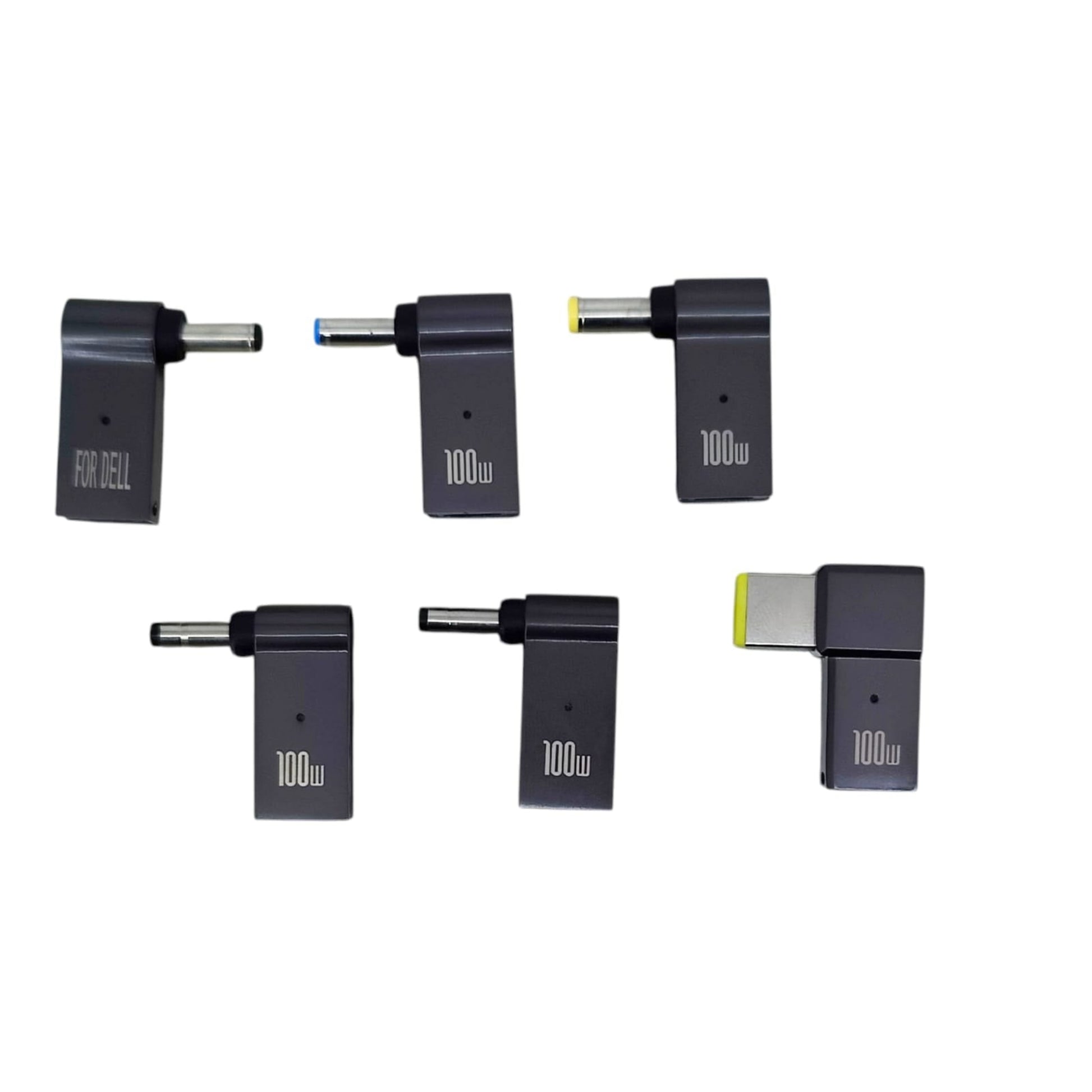 Set of six electronic devices with '100w' marking on a white background