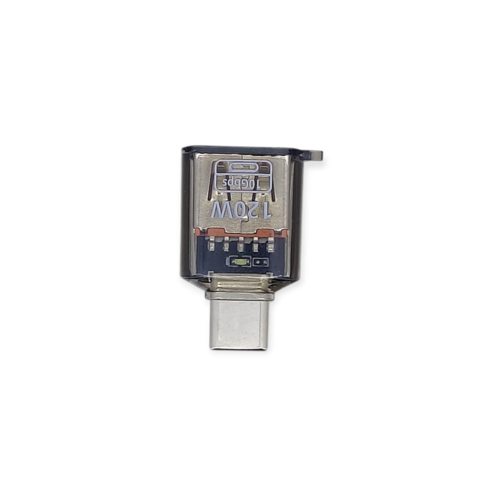 Top-down view of the 120W 10Gbps USB-C to USB-A adapter.