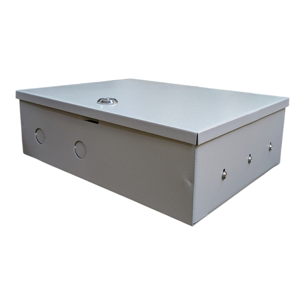 12V 10A 9路 UPS 集中供電箱的金屬面蓋，清晰顯示 S-120-12 型號及詳細的英文安裝指引。
