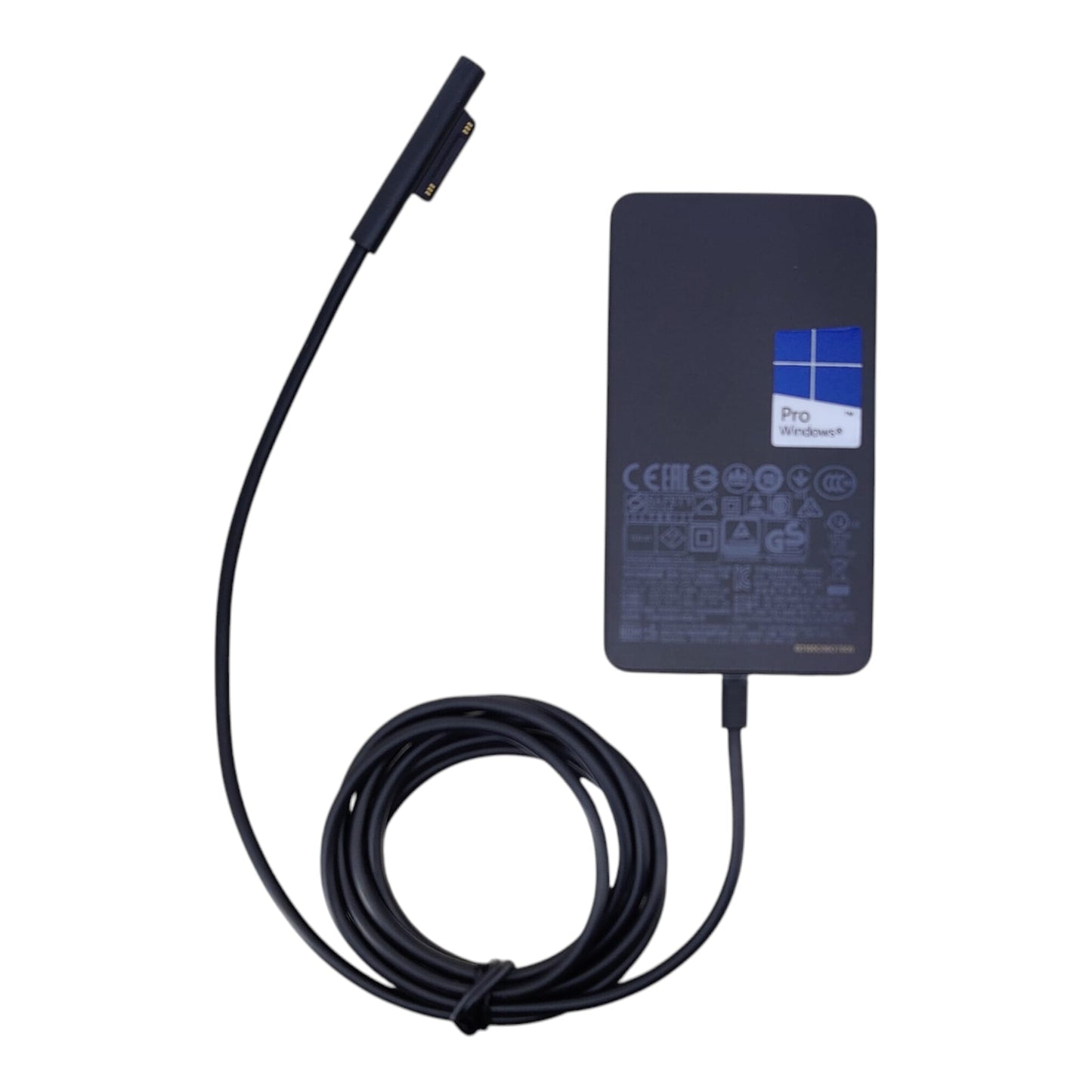 Detailed view of the technical specifications label on the Surface Pro Model 1625 charger.