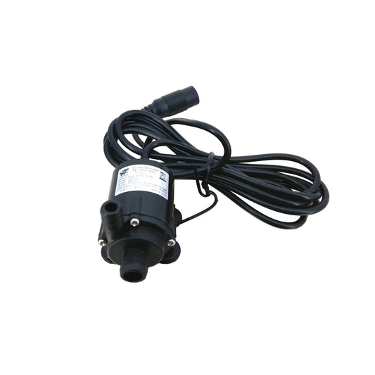 JT-160 12V DC submersible mini water pump showing top inlet and outlet.