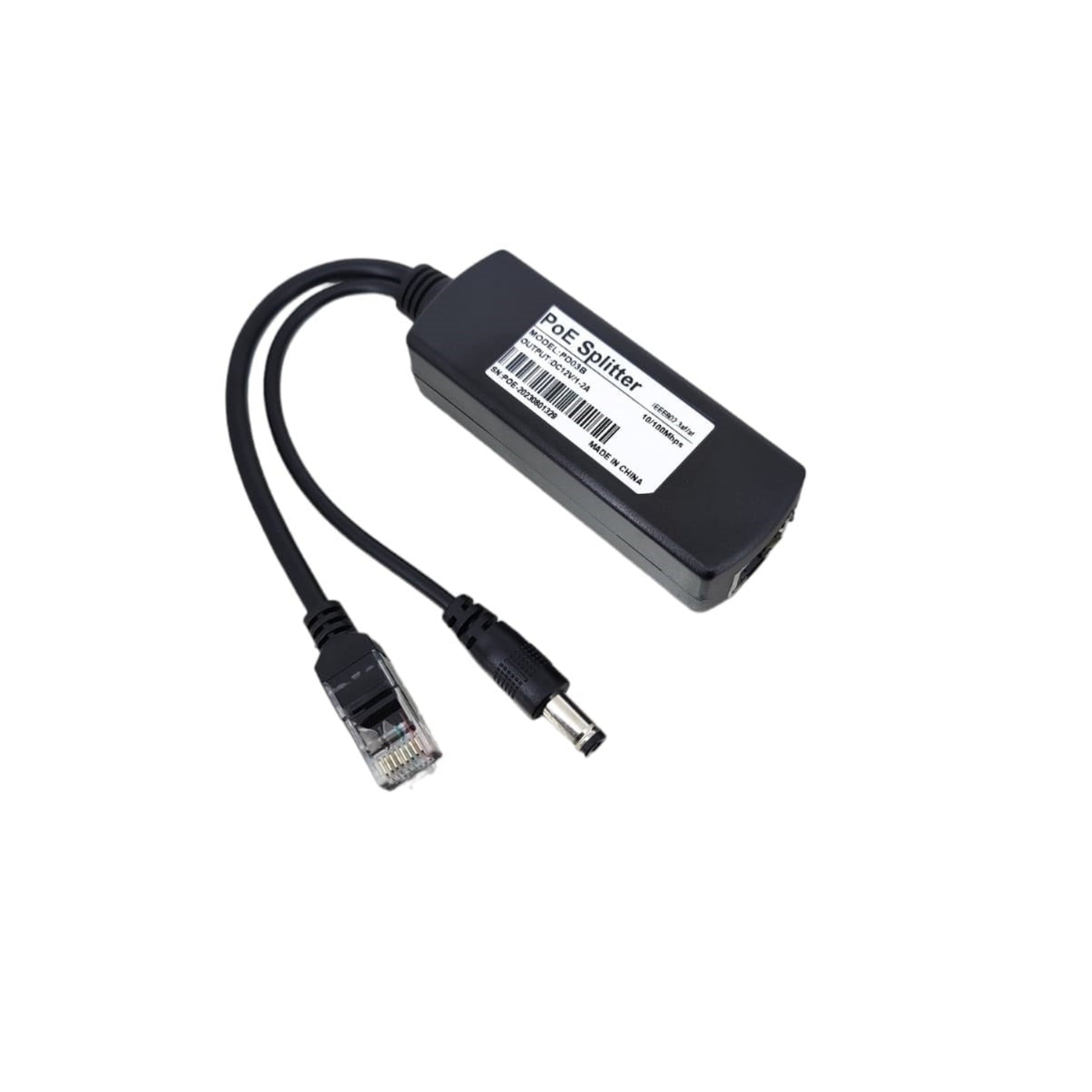 12V 2A POE Splitter for IP camera, IEEE 802.3af/at, stable signal transmission, low interference.