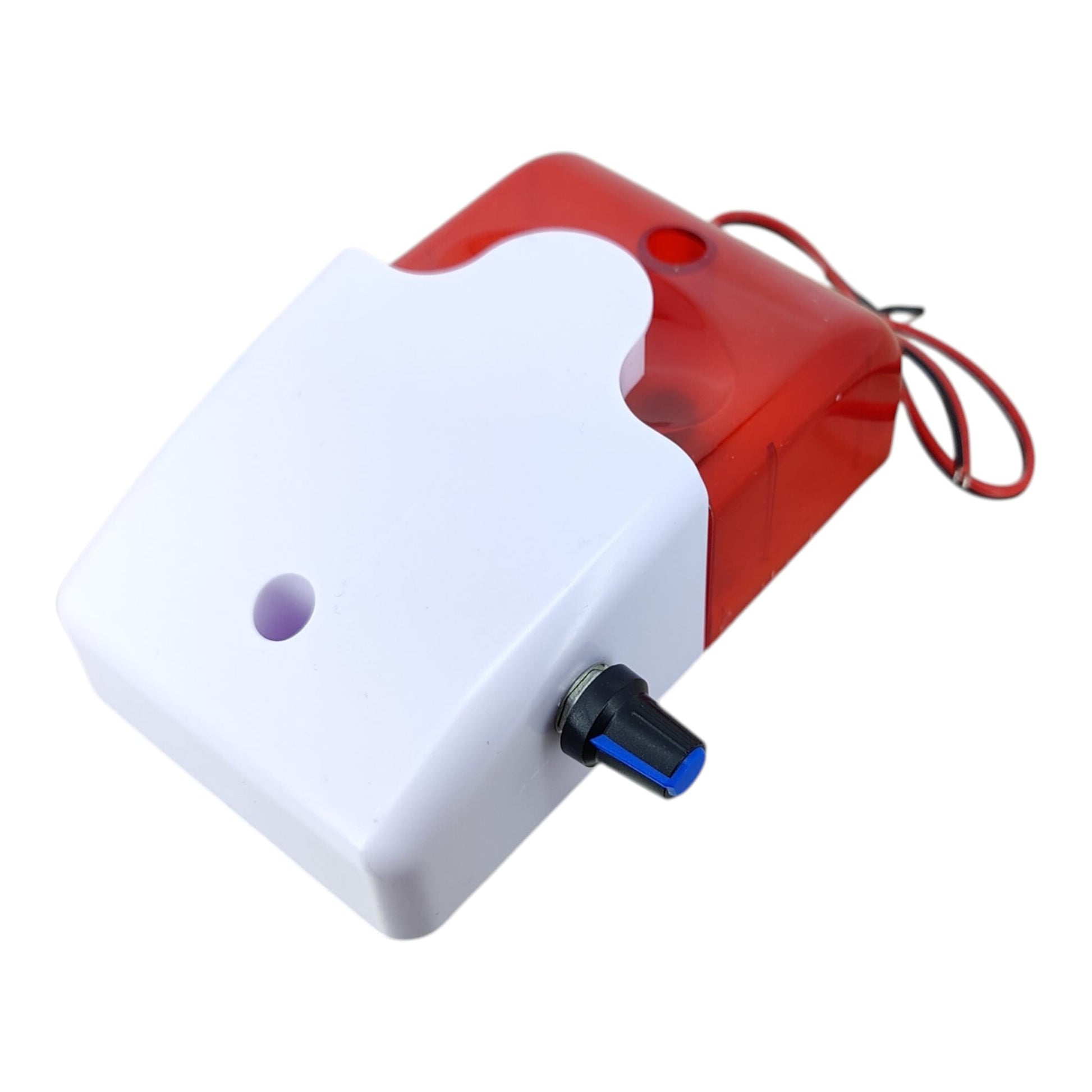 12V sound and light alarm with red strobe and white casing