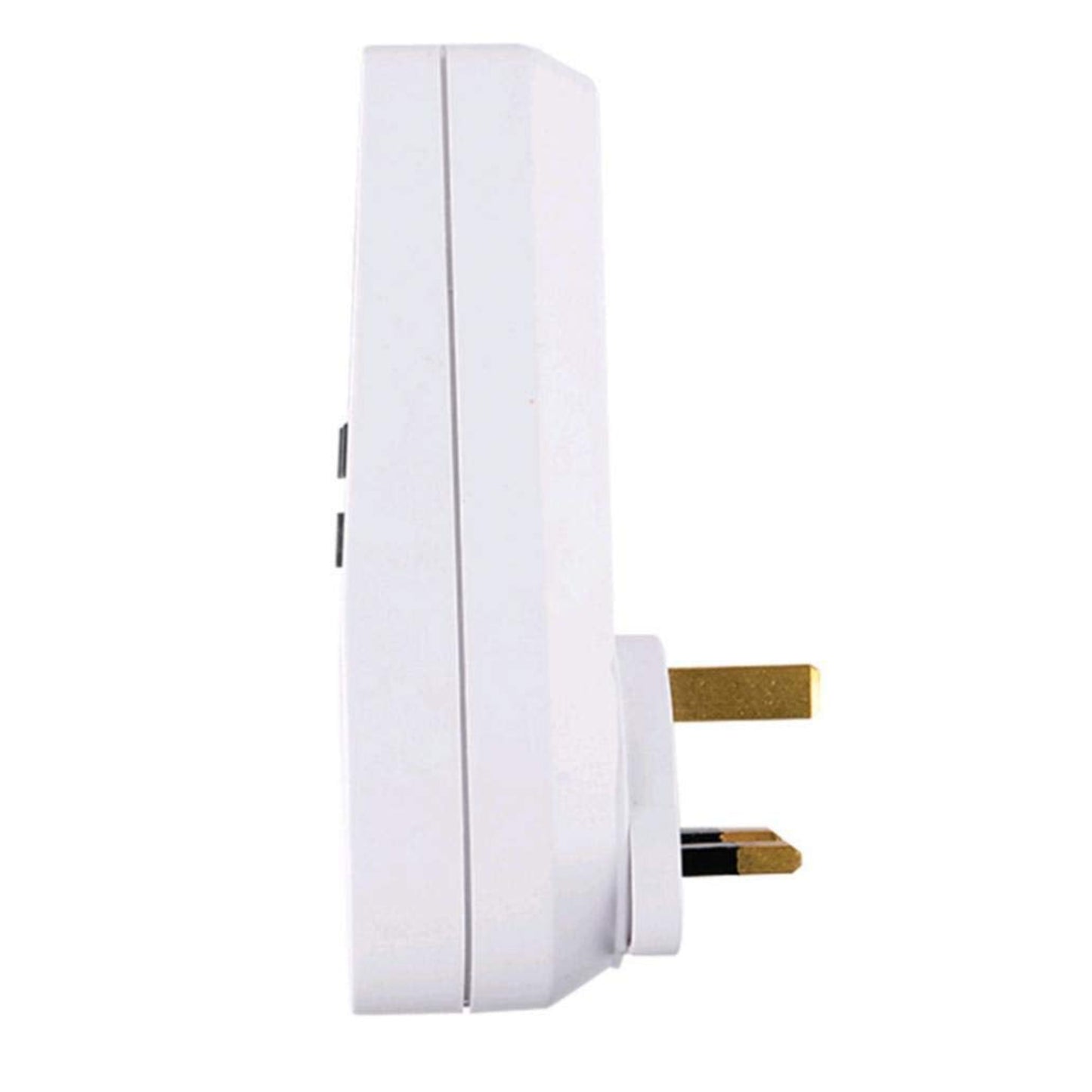 Side profile of the 13A 2900W timer socket, highlighting its compact, space-saving design for wall outlets.