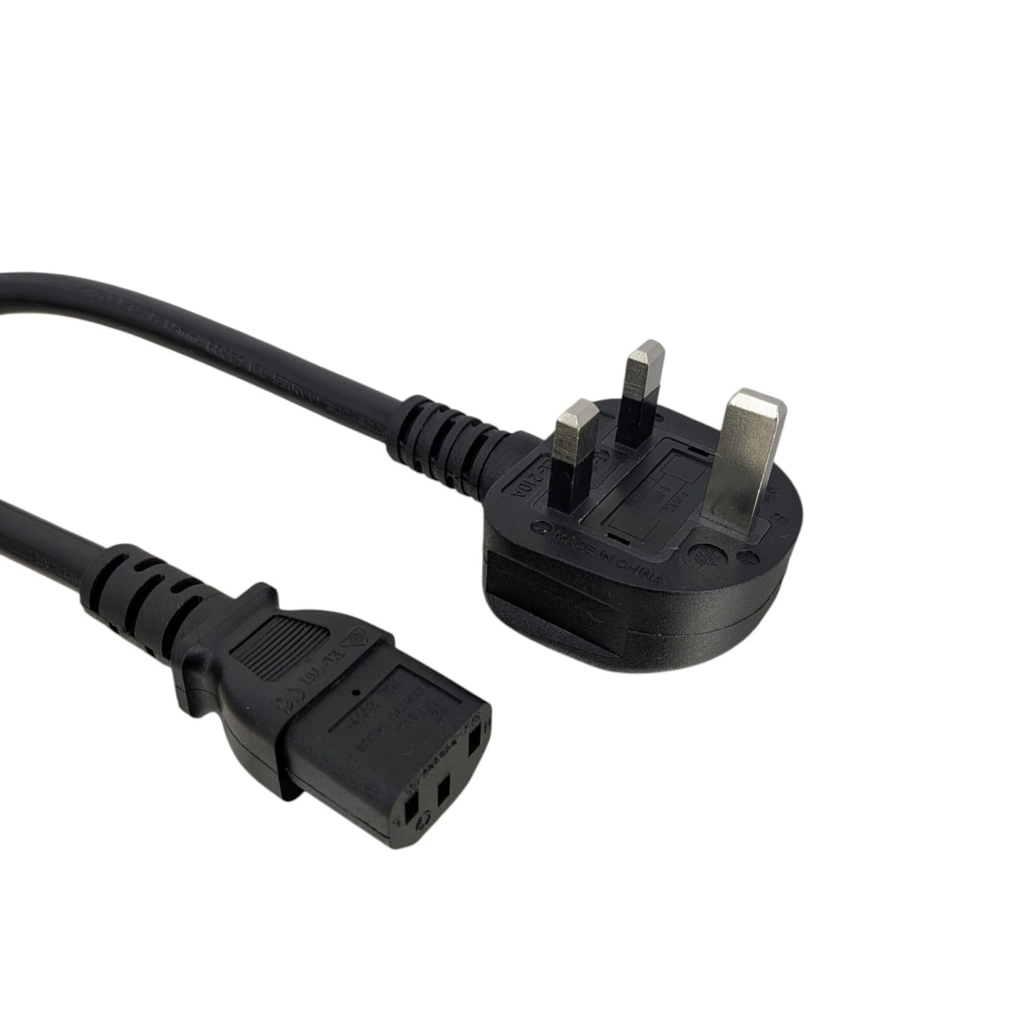 13A 特粗 1.5mm² 電腦火牛電源線，展示 BS1363 英規插頭及 IEC C13 尾插，專為高階砌機及伺服器而設。