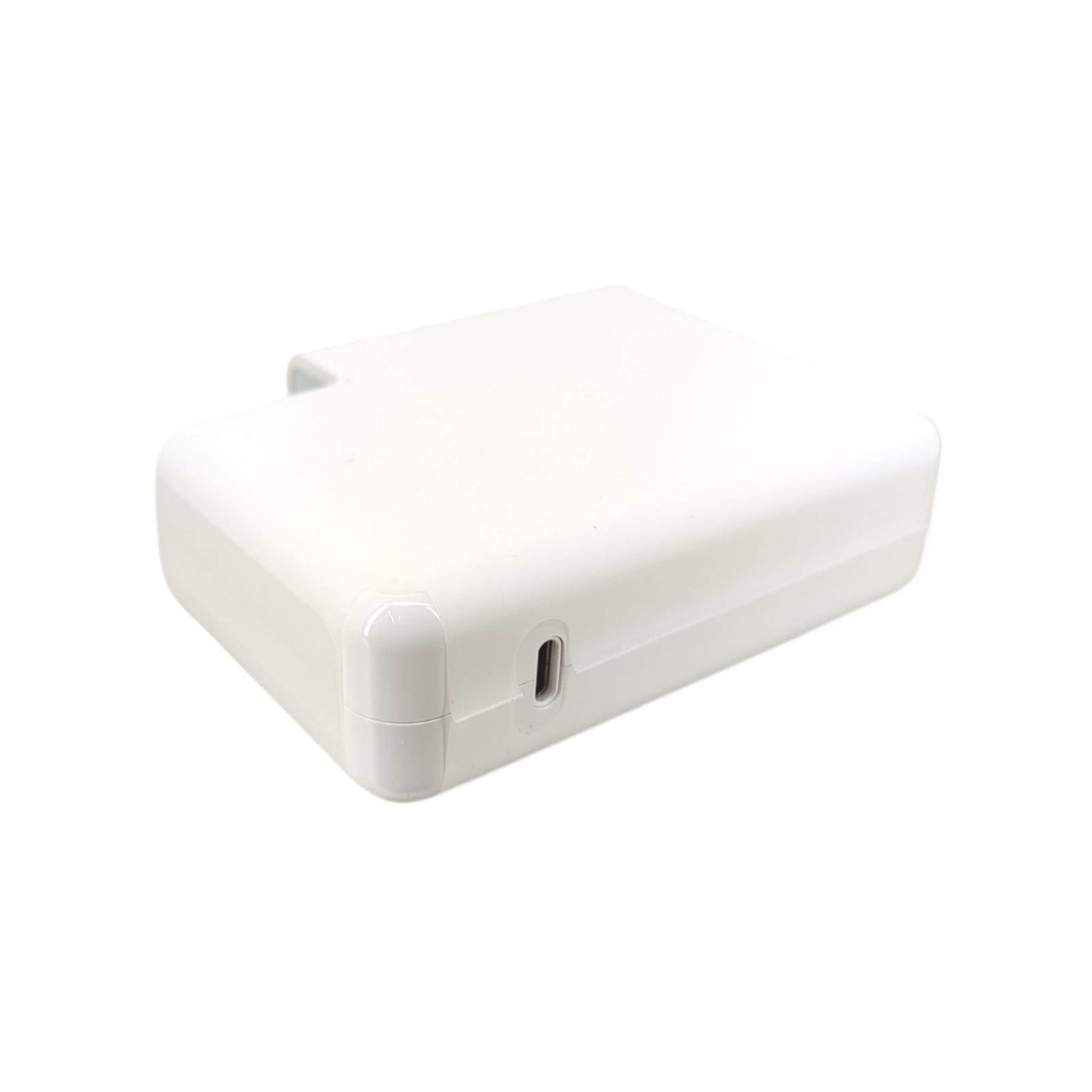 Side view of the 140W white power adapter showing the single USB-C output port.