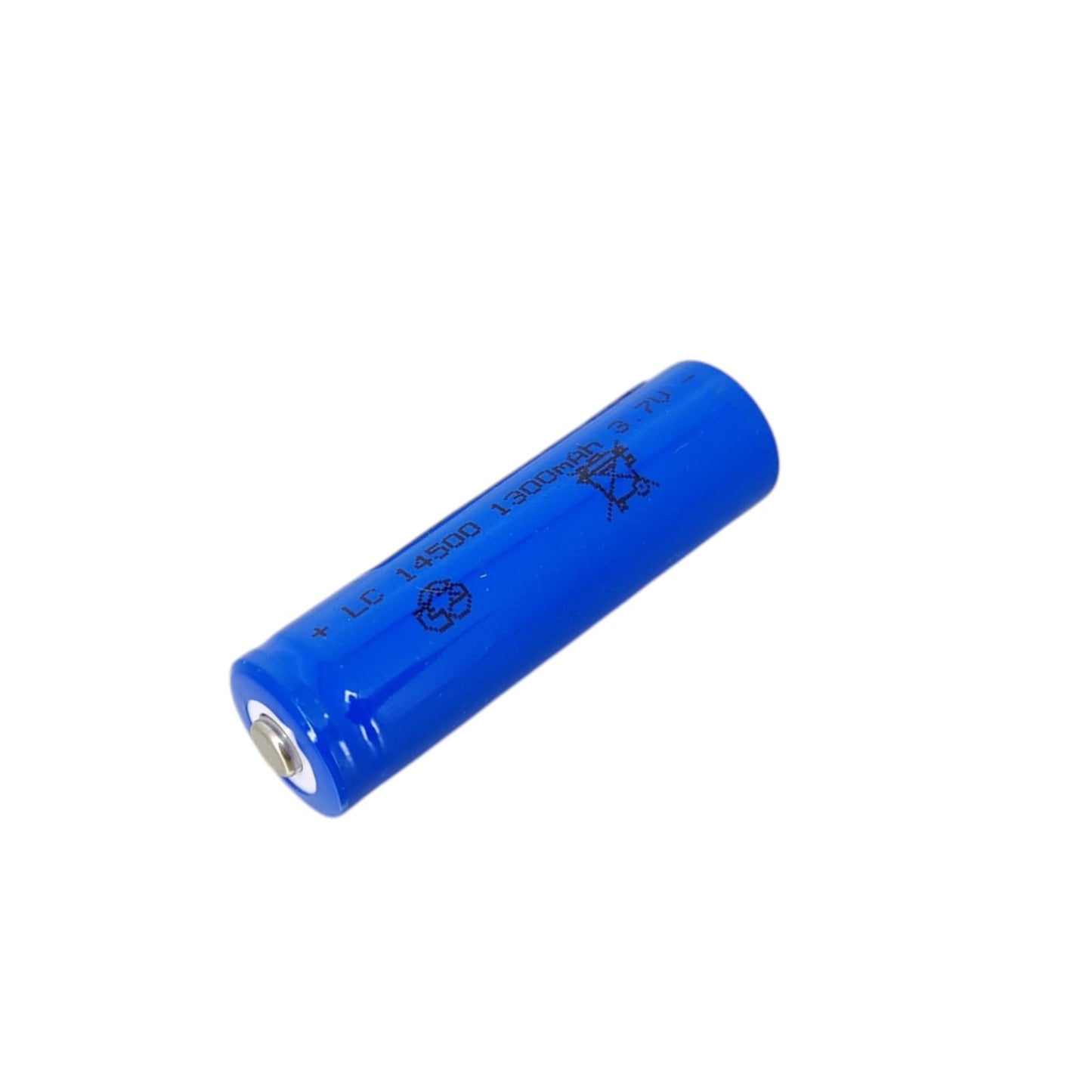 Blue 3.7V 14500 Li-ion rechargeable battery 1300mAh side view