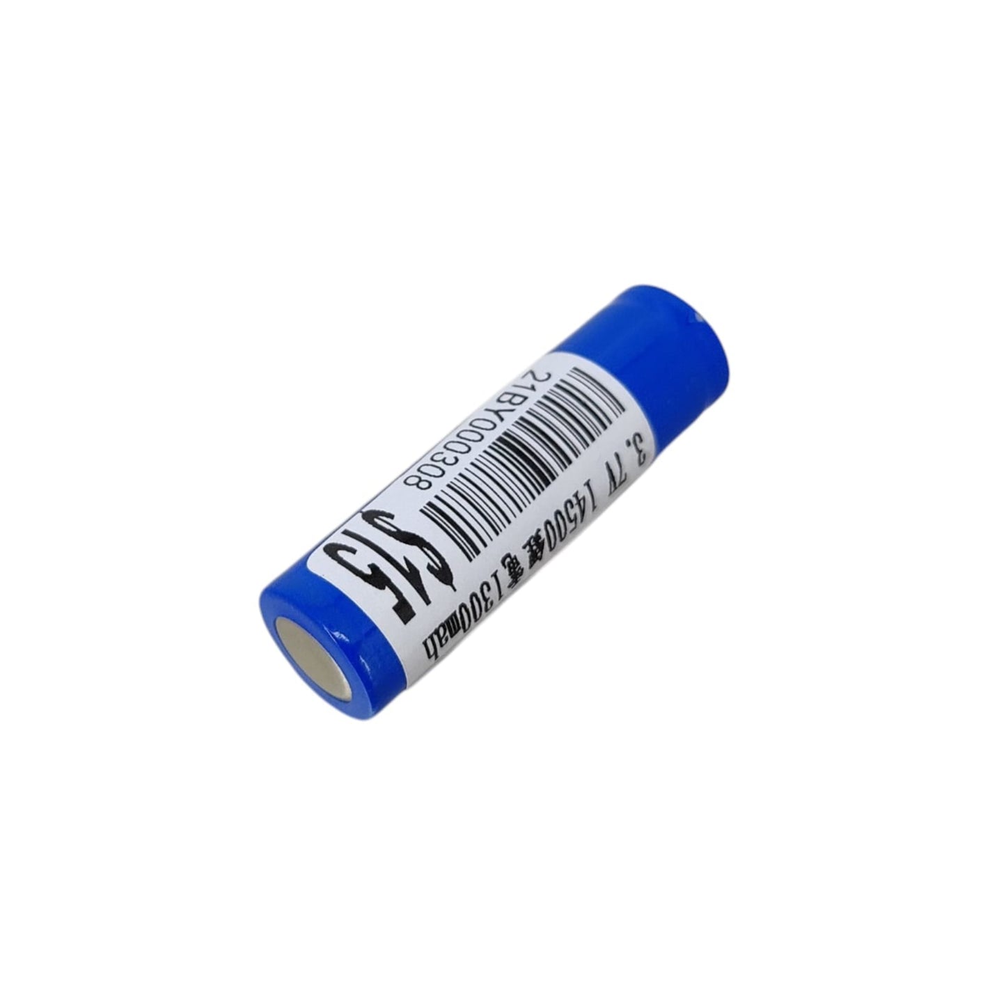 3.7V 14500 battery barcode and specification label close-up