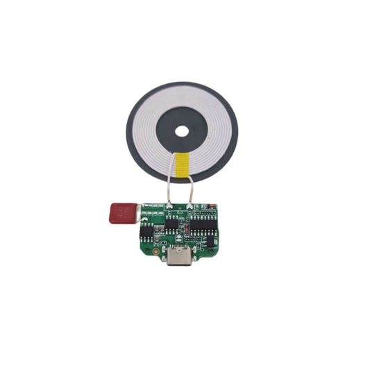 15W Qi Wireless Charger Module with Type-C port and transmitter coil, top view.