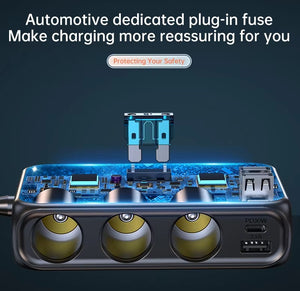 171W Multi-port Adapter with Smart Charger & Car Cigarette Lighter