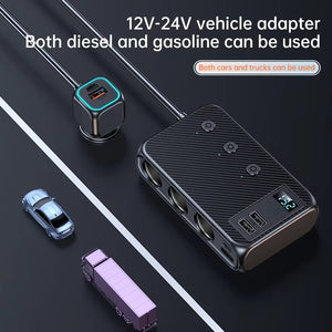 171W Multi-port Adapter with Smart Charger & Car Cigarette Lighter