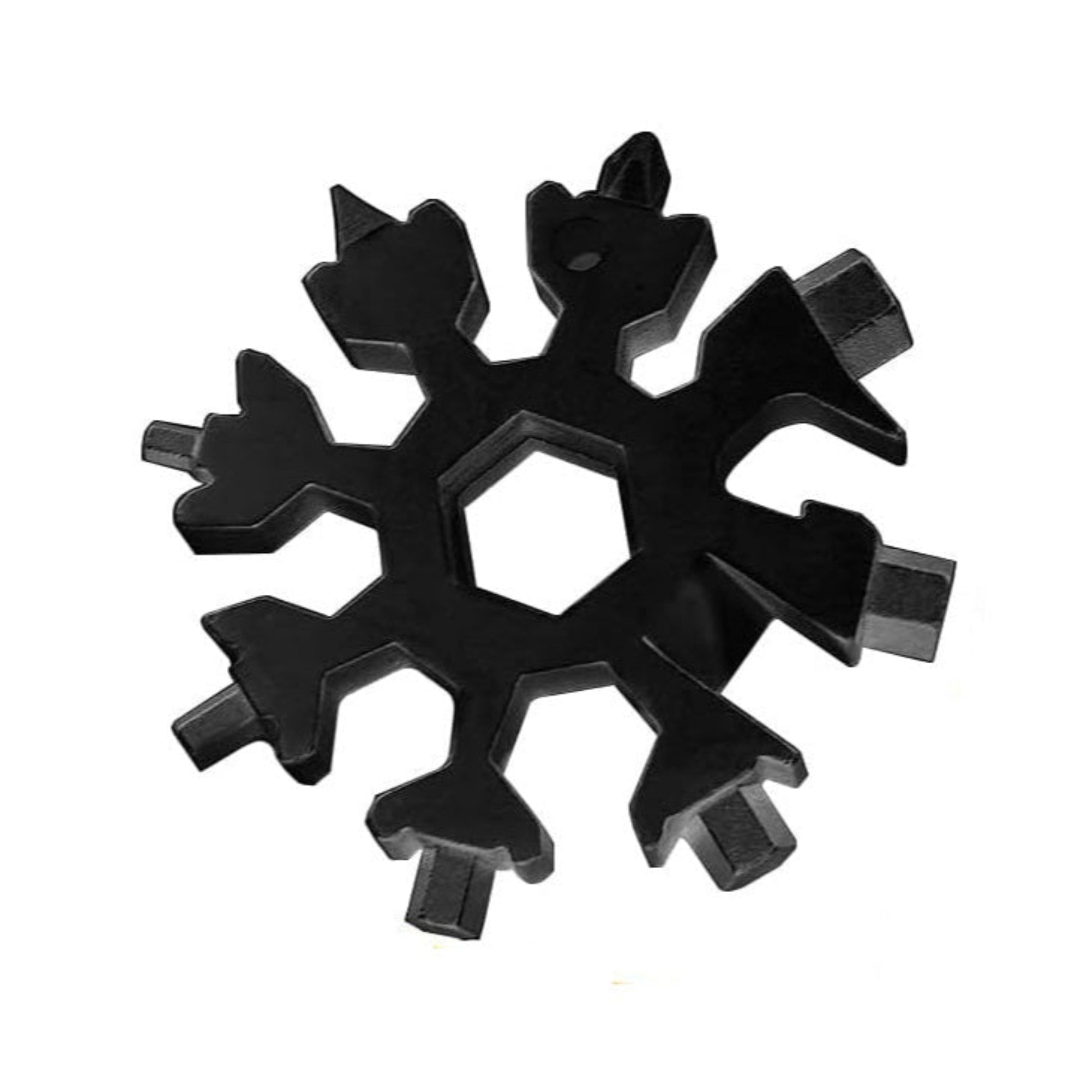 18-in-1 Snowflake Multi-Tool in black, compact, durable design for versatile outdoor and everyday use.