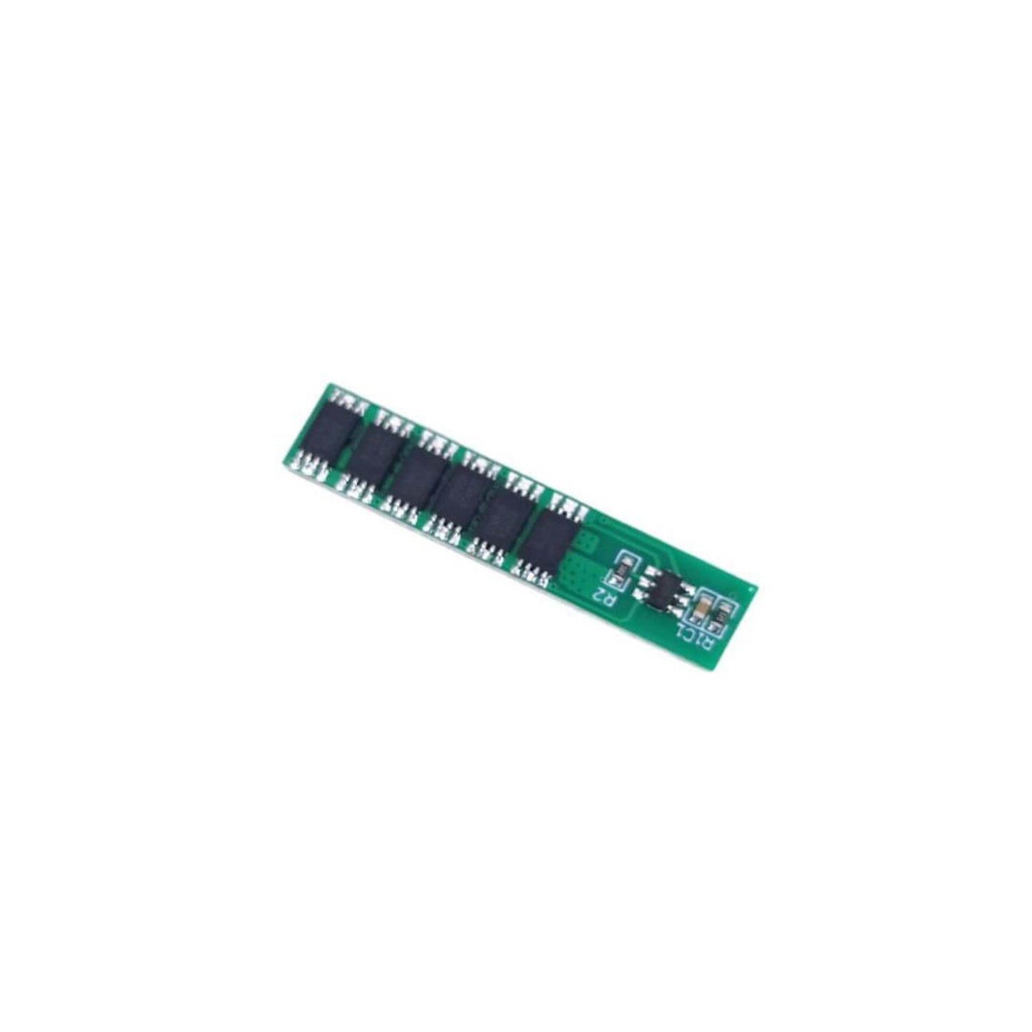 Front view of 1S 3.7V 10A 18650 battery protection board showing solder pads.