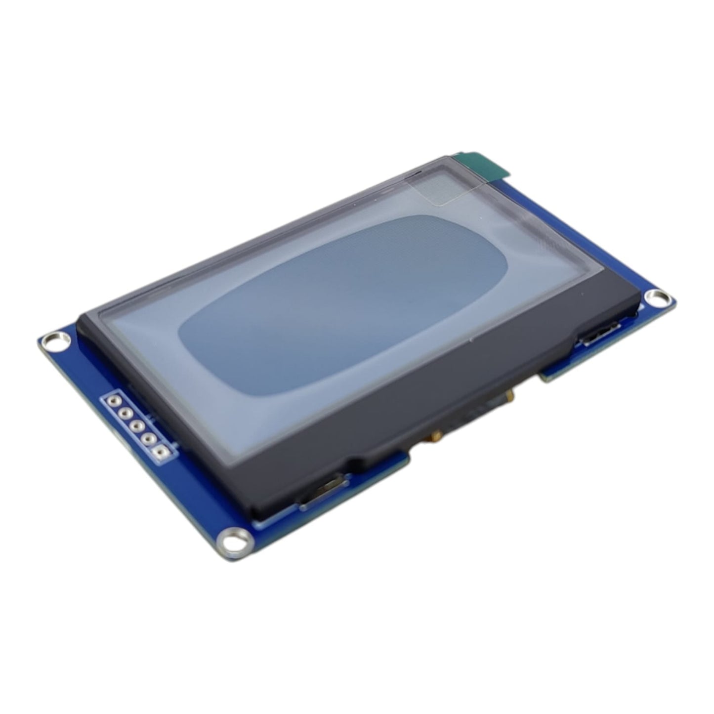 Angled side view of the 2.42 inch OLED display module highlighting the PCB and glass cover.