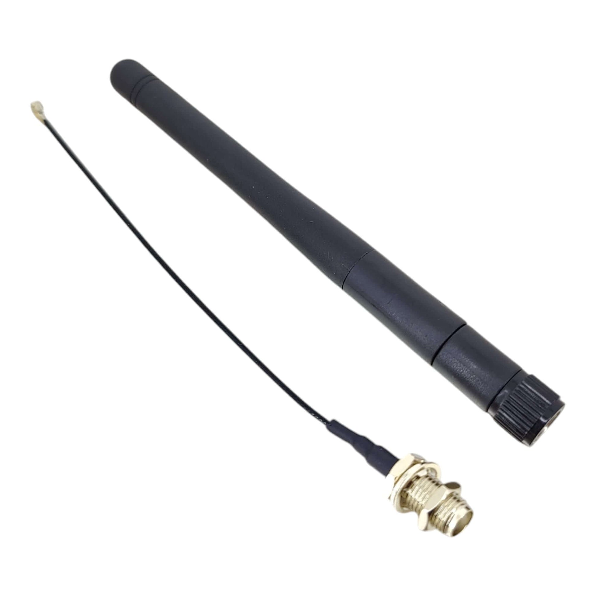 2.4GHz WiFi antenna kit with >2.5dBi gain and 15cm IPEX to SMA pigtail cable for DIY electronics.
