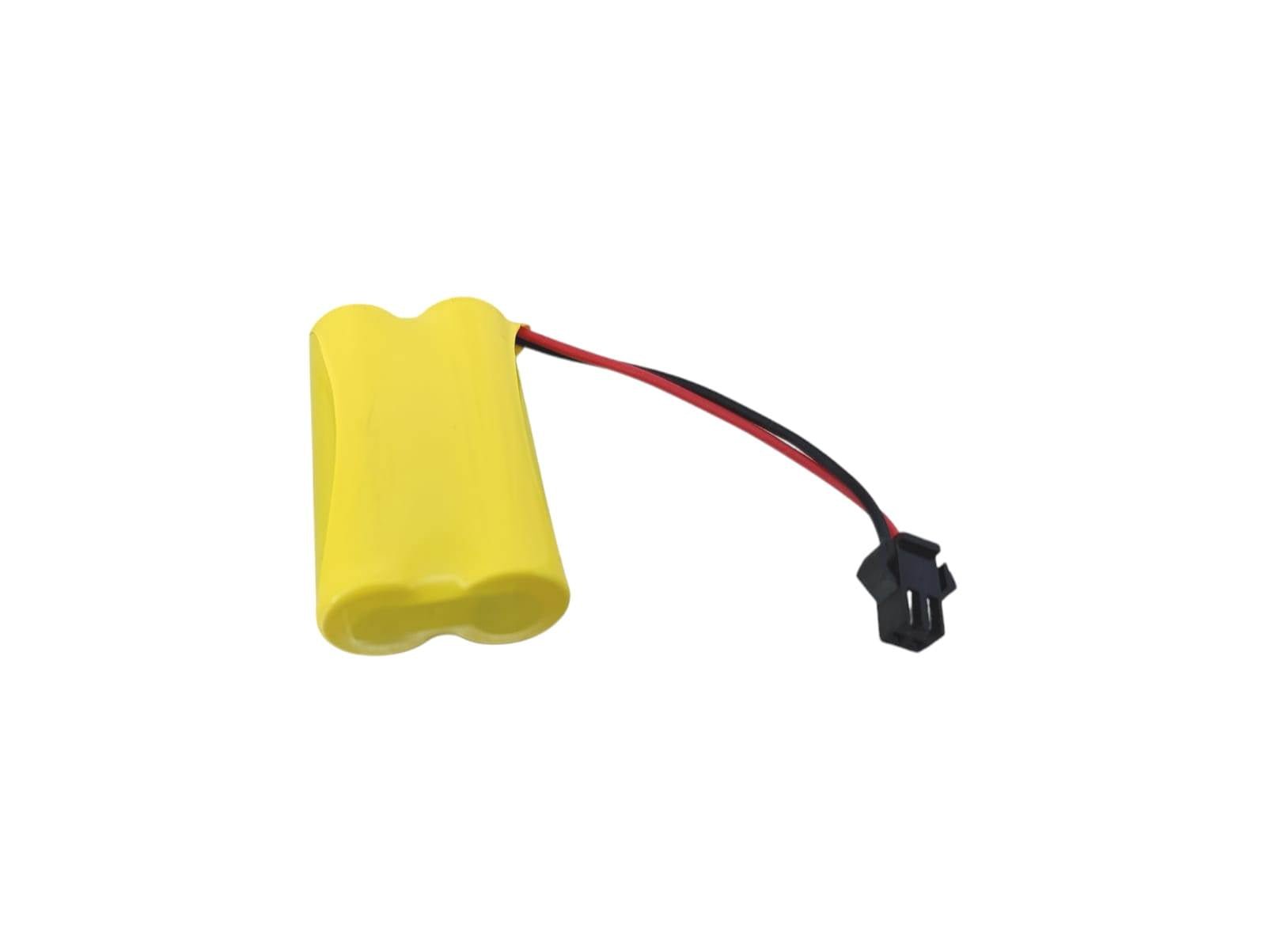 2.4V 500mAh rechargeable Ni-MH battery in yellow with wires for various electronic devices.