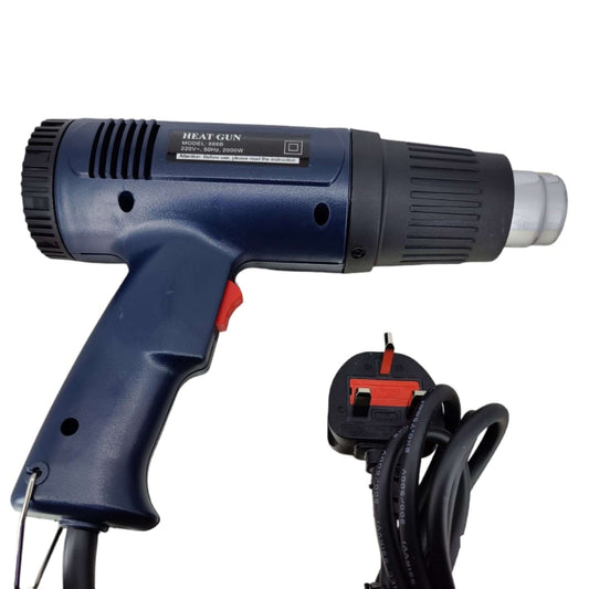 2000W Dual Temperature Heat Gun with UK plug, ideal for paint stripping and thawing tasks.