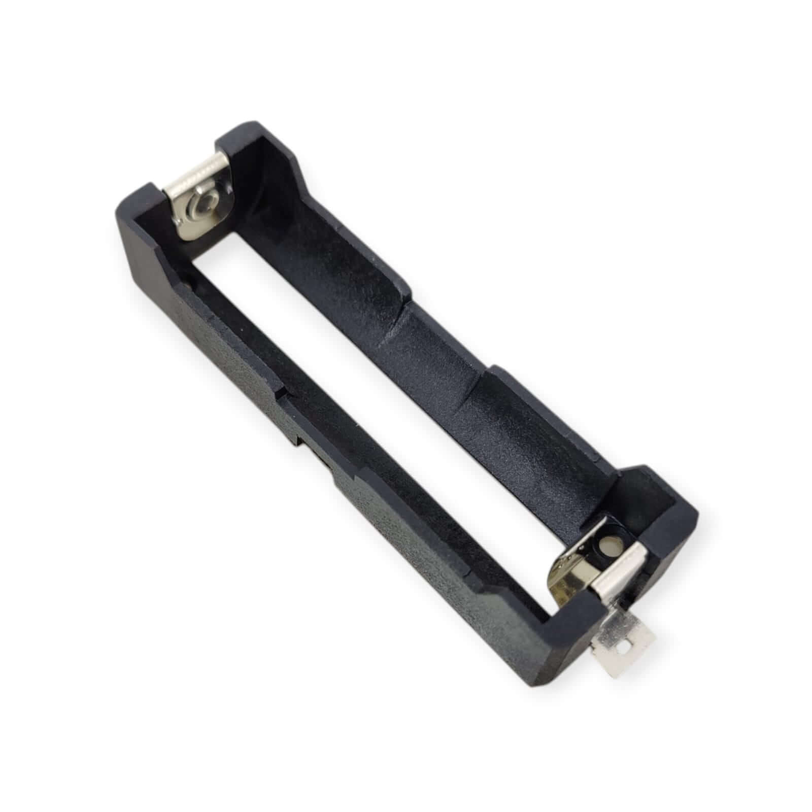 Single slot 21700 battery holder with secure metal contacts and durable design for DIY electronics.