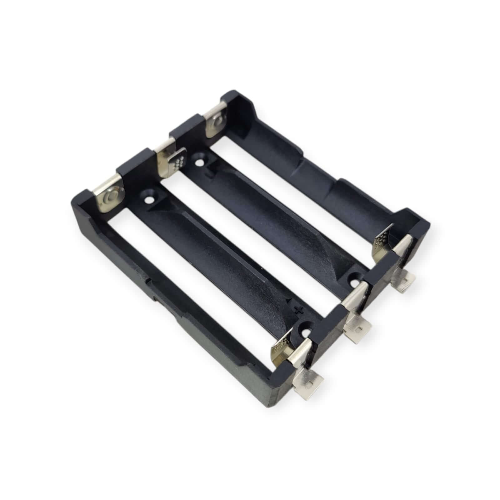 21700 battery holder with three slots for secure connections and versatile use in DIY electronics and power banks.