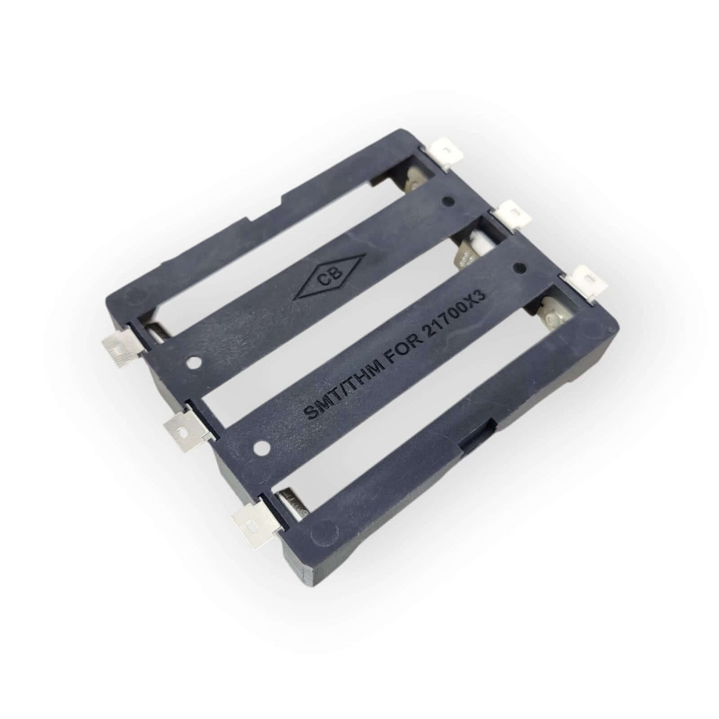 Durable 21700 battery holder with three slots, designed for secure battery connections in DIY electronics.