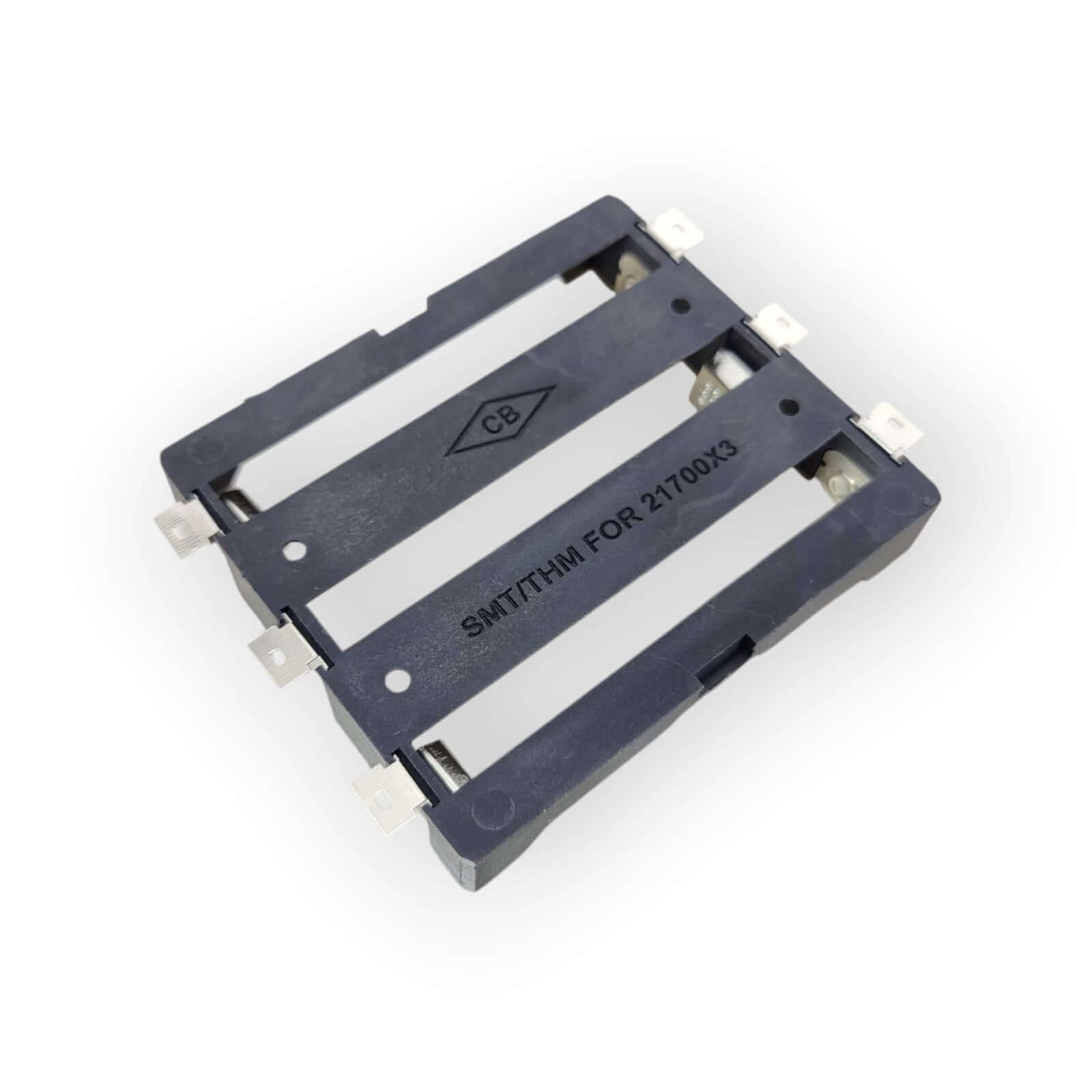Durable 21700 battery holder with three slots, designed for secure battery connections in DIY electronics.