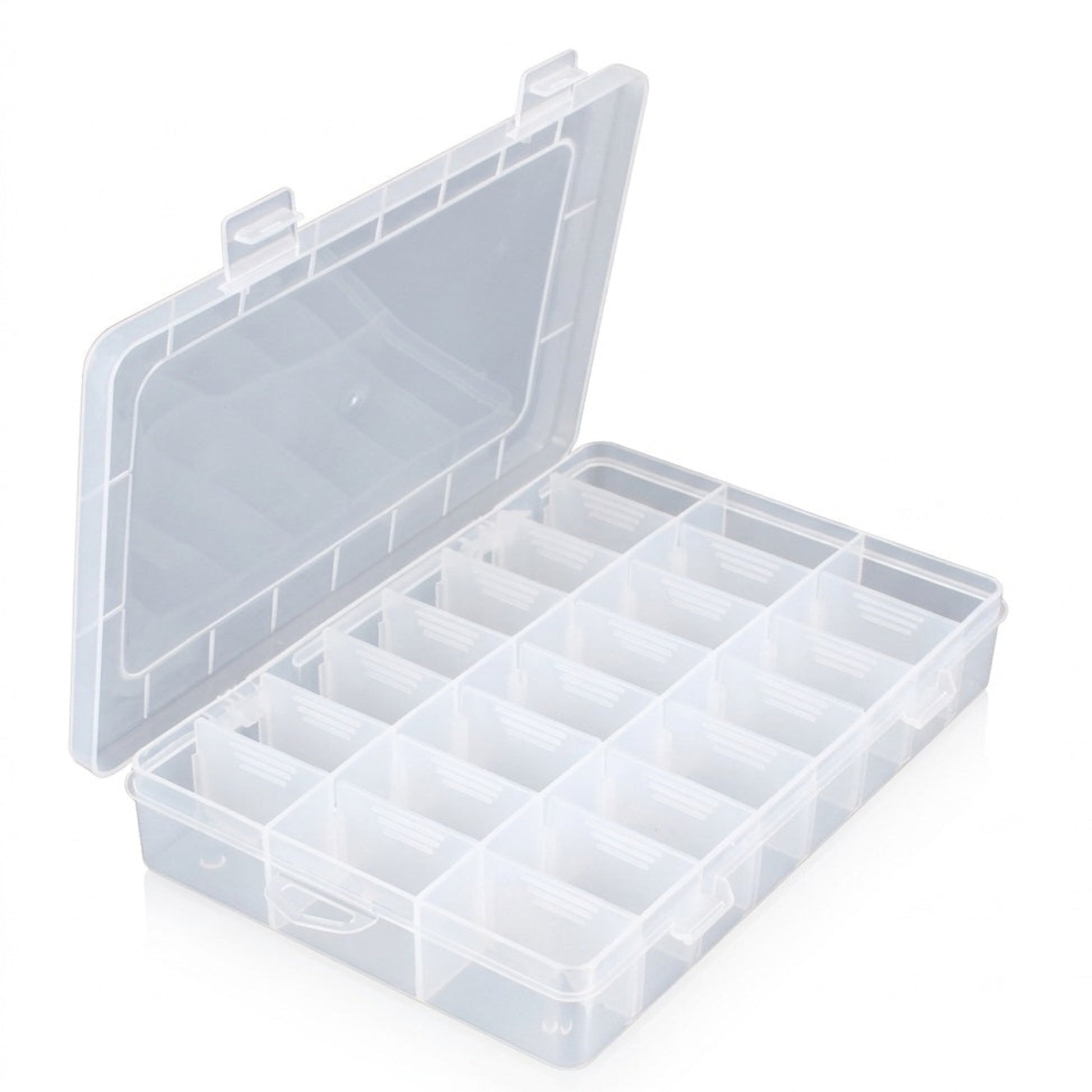 24格可調式透明收納盒，適用於首飾、手工藝及零件儲存