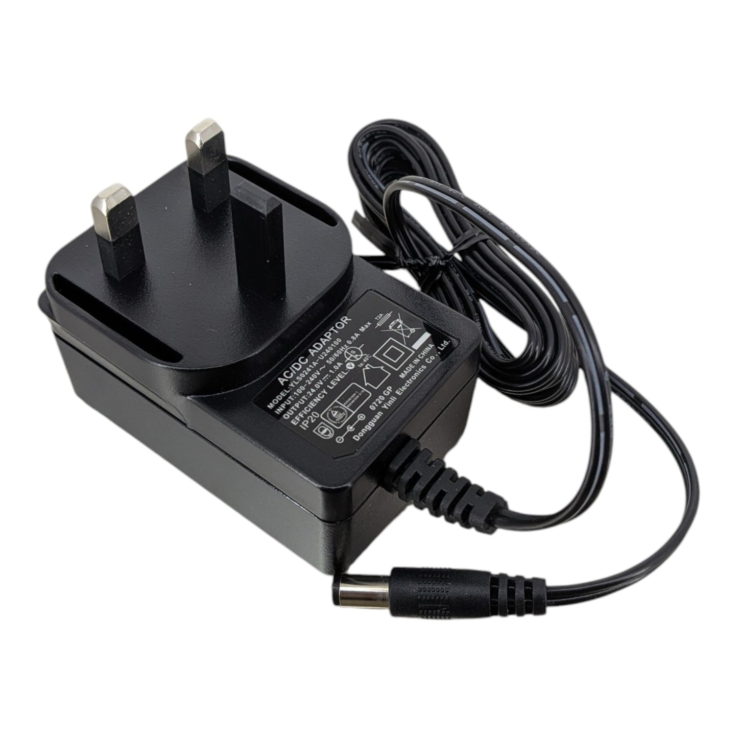 24V 1A 火牛配備標準 UK 三腳插。適合各款 24W 電子設備。深水埗實體店現貨發售，提供專業技術支援。