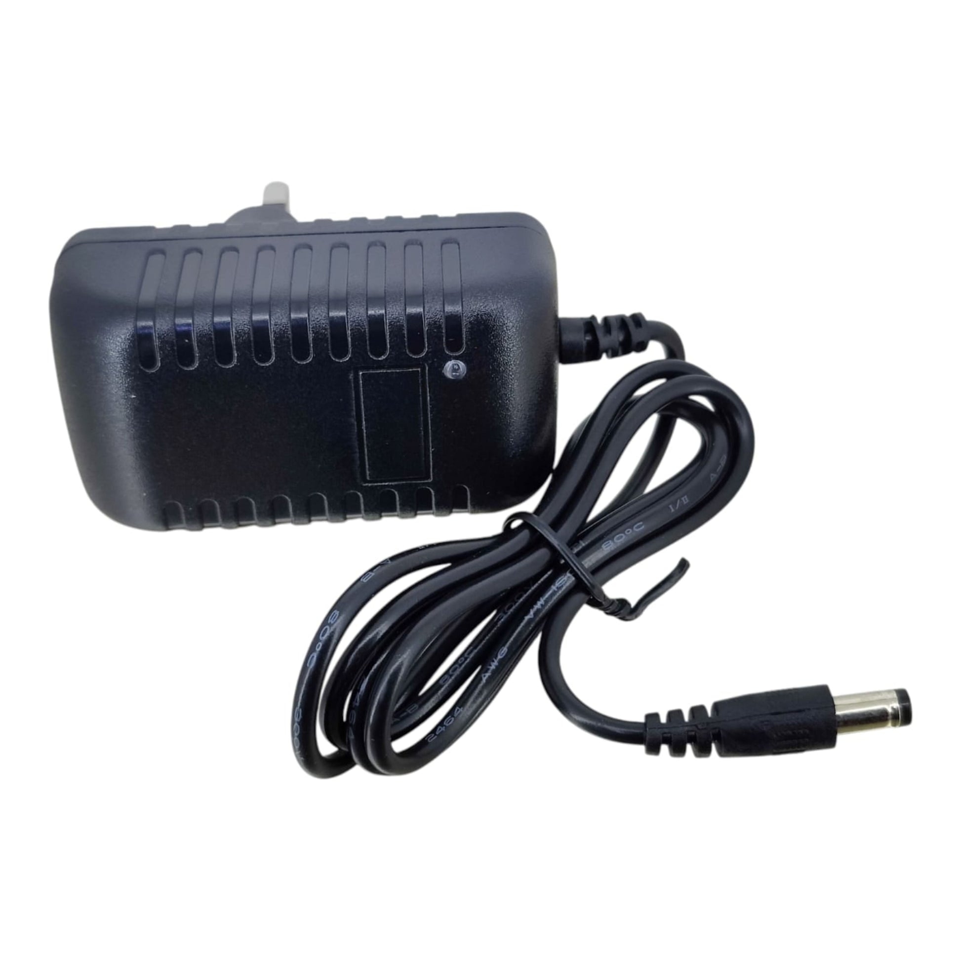 Full view of the 25V 1A power adapter, cable, and connector for vacuum cleaners.