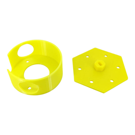 Yellow 28BYJ-48 stepper motor turntable mount base for DIY Arduino projects.