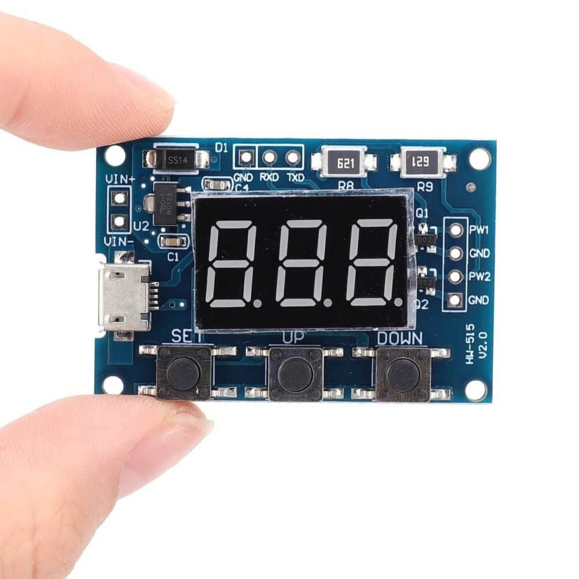 Micro USB DC 2 Channel Adjustable PWM Signal Generator module with dual independent PWM outputs and digital display