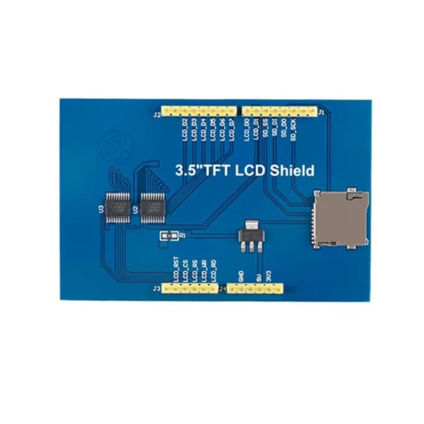 Back of the 3.5 inch TFT LCD shield PCB, showing the ILI9486 driver IC and pinout.