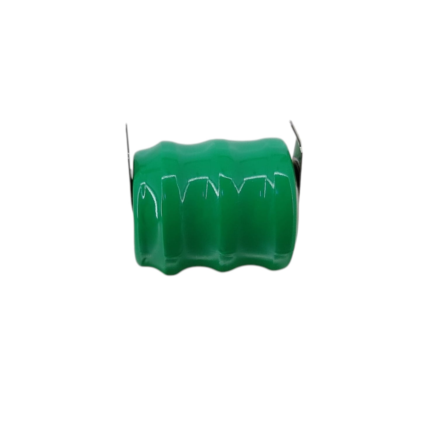 Top down view of 3.6V Ni-MH battery stack showing positive terminal.