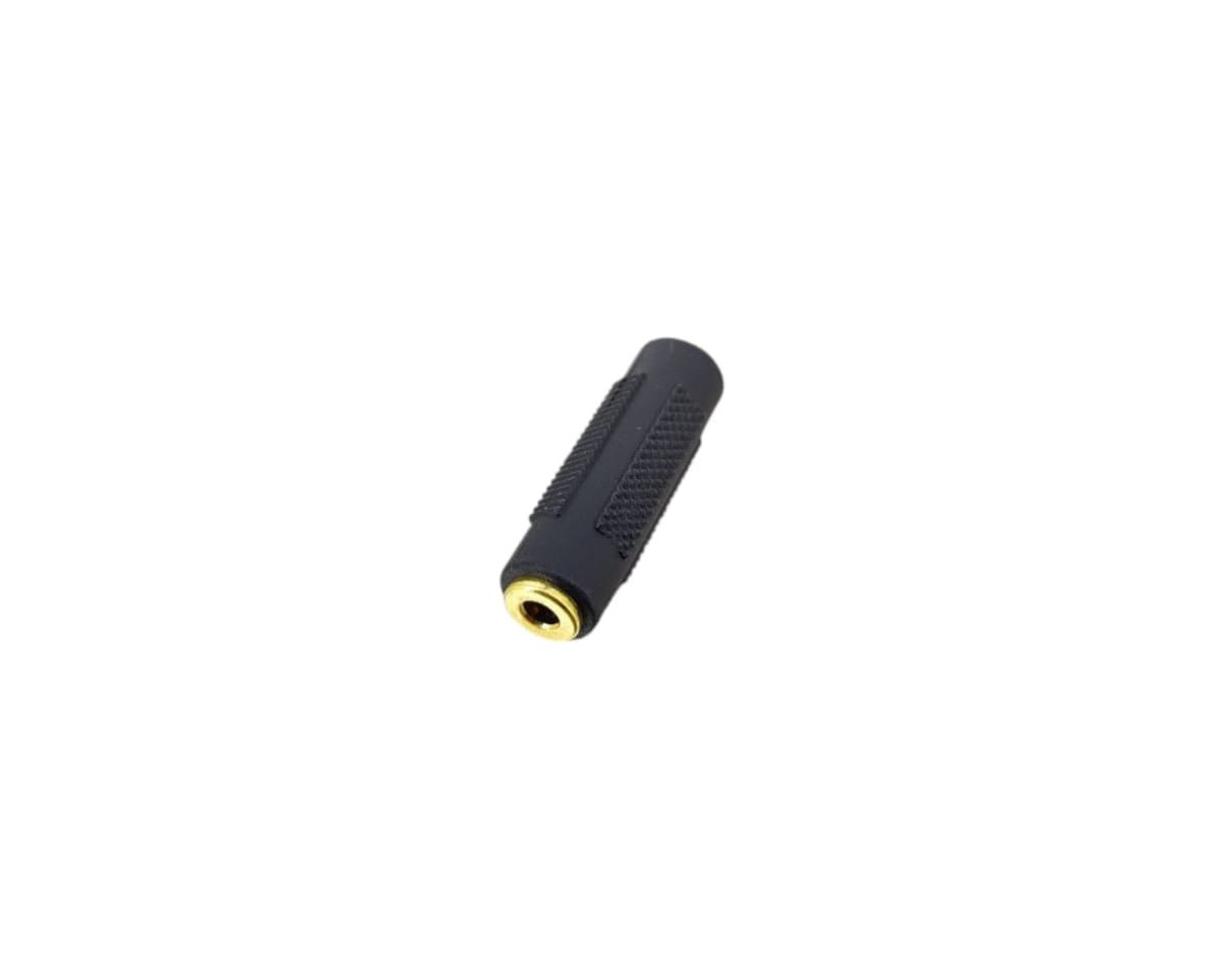 3.5mm female to female audio adapter with gold-plated connectors for clear sound transmission.