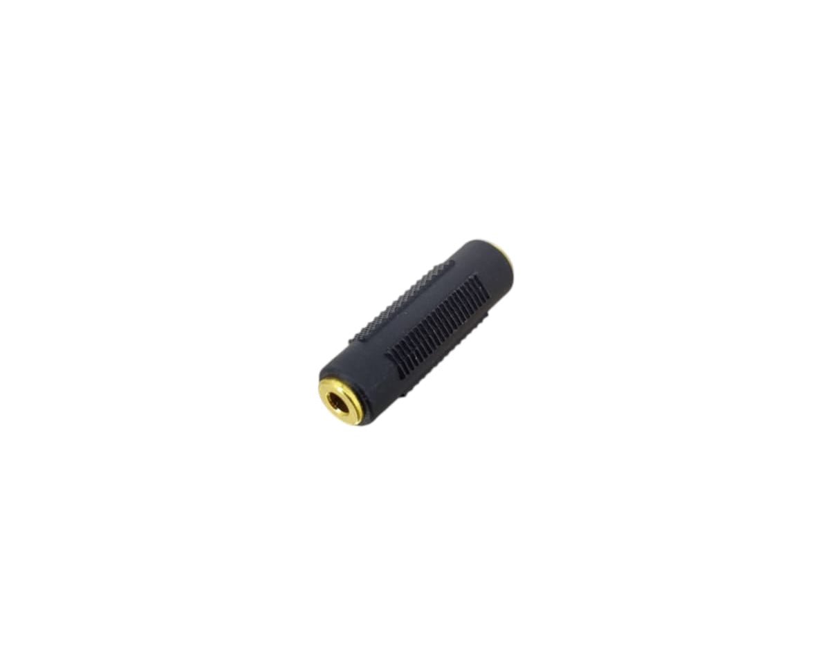 3.5mm female to female audio adapter with gold plated connectors for clear sound transmission.