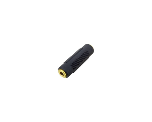 3.5mm female to female audio adapter with gold plated connectors for clear sound transmission.