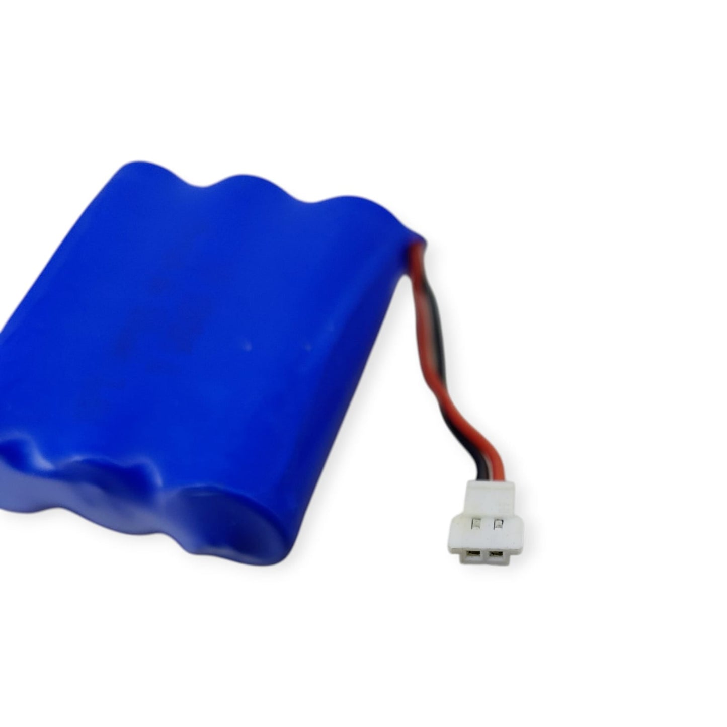 Close-up of the 2-pin white connector on the 3.6V 500mAh NiMH battery pack.
