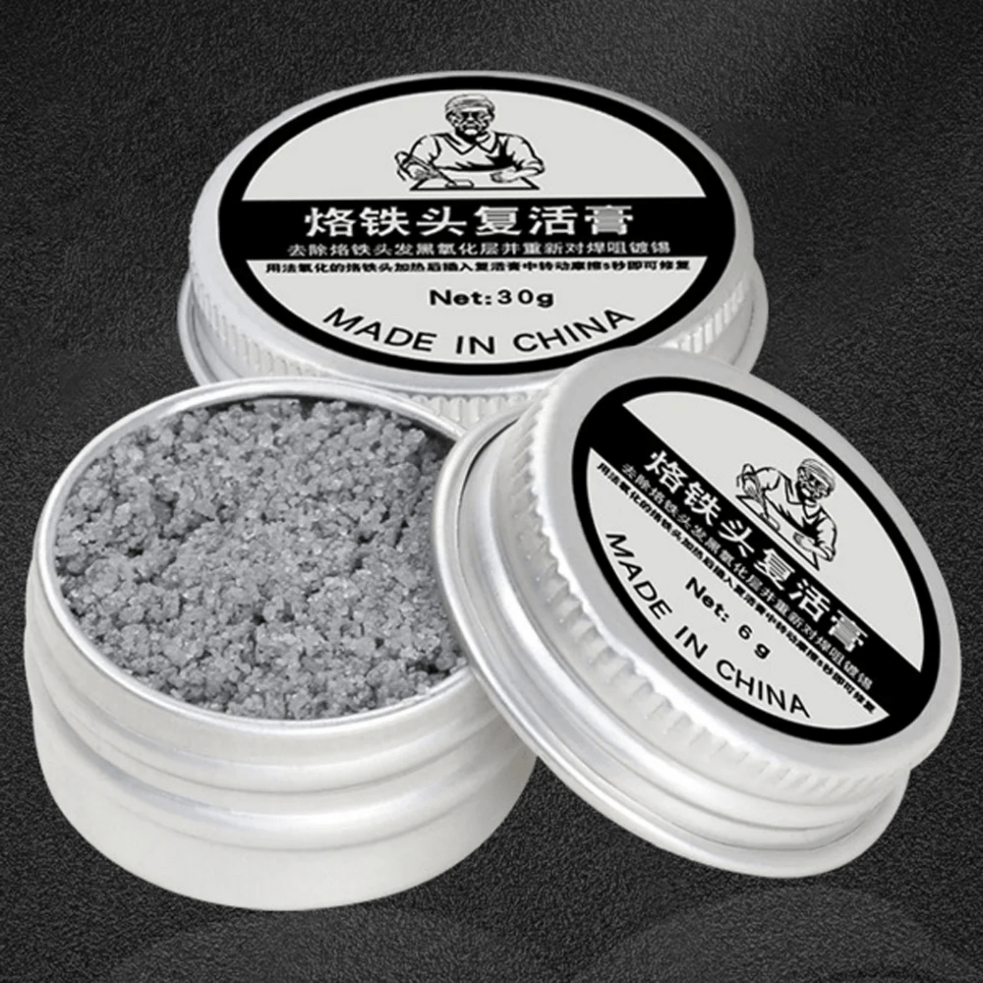 30g Soldering Iron Tip Refresher for cleaning and reactivating soldering heads, essential soldering tool.