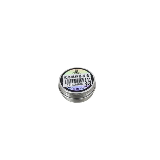30g Soldering Iron Tip Refresher cream in a metal tin, designed for cleaning and reactivating soldering tips.