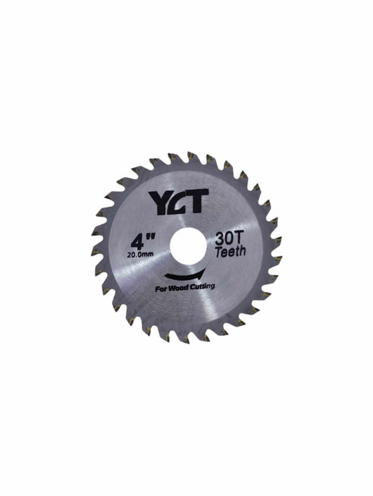 4 inch circular saw blade with 30 teeth for wood cutting, featuring a 20mm hole for easy attachment.